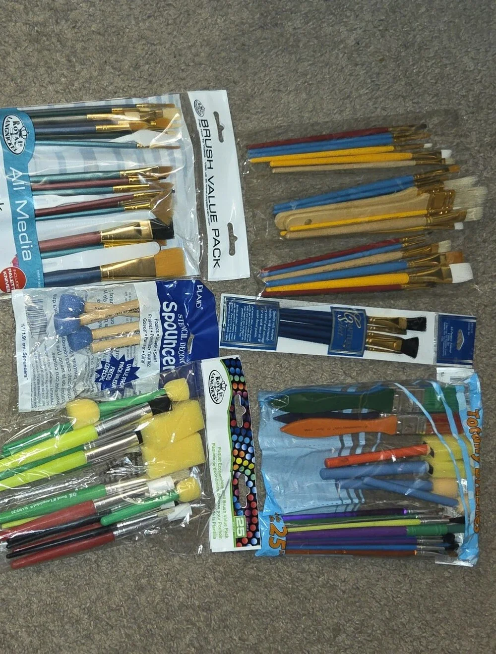 Plaid Yellow Foam Paint Brush Set - Home Party Supplies